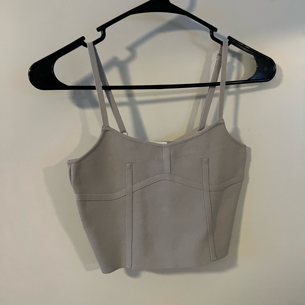 ZARA CROP TOP GRAY MAUVE SPAGHETTI STRAP